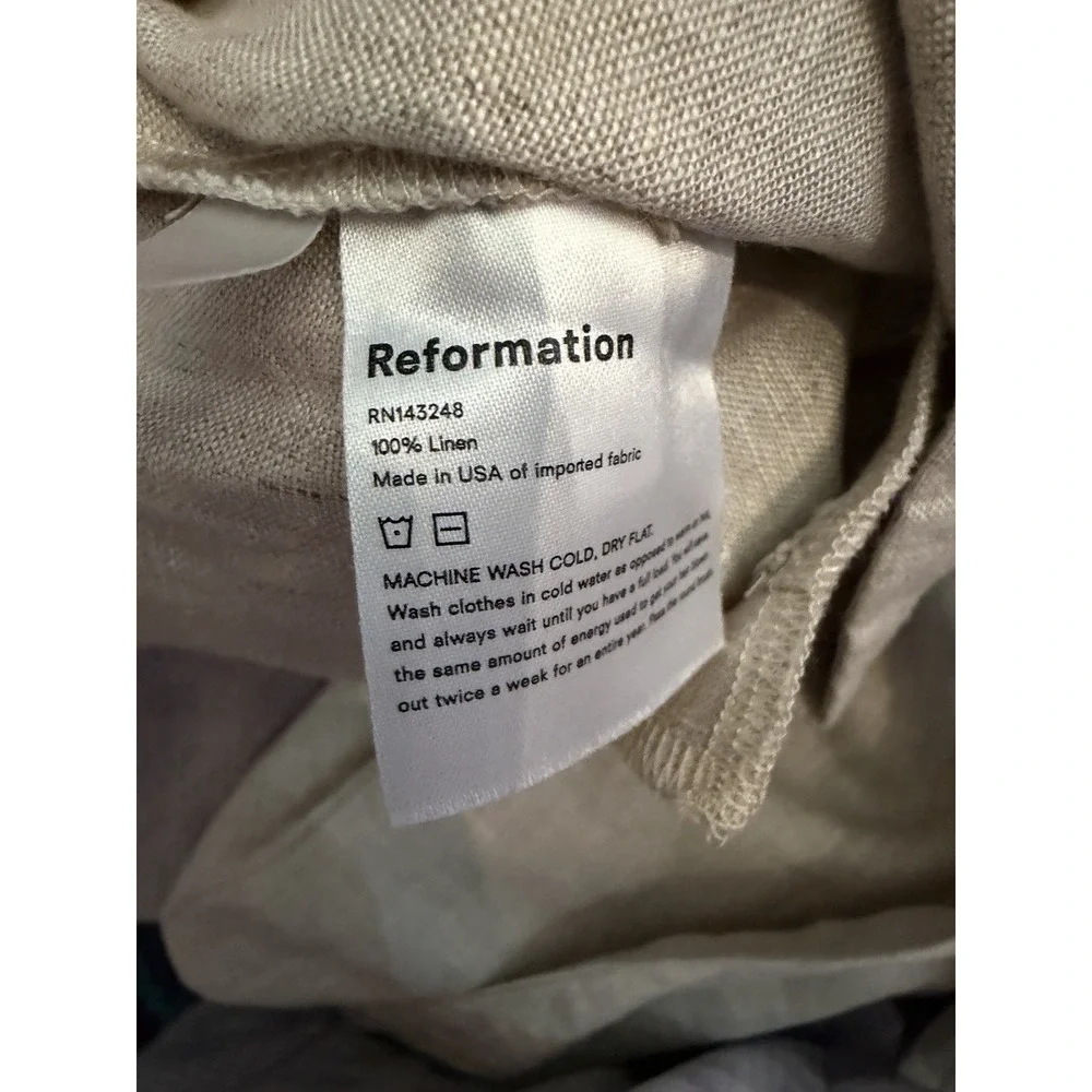Reformation Avalon Linen Trouser Pants Size 14 High Rise Neutral Quiet Luxury